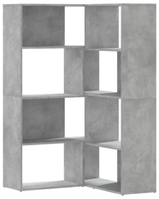 4 szintes betonszürke szerelt fa sarokkönyvespolc 85x85x140 cm