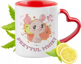 Egér Bögre Piros Szív Alakú Füllel Ajándék