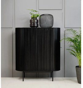 Fekete szekrény tölgyfa dekorral 125x110 cm Siena – Unique Furniture