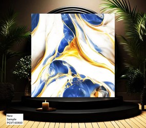 12 Db Királyi Márvány Dekor Lap Falpanel Falra 60 X 60 Cm Fényes Vízálló Felülettel Fekete - Sárga Örvény