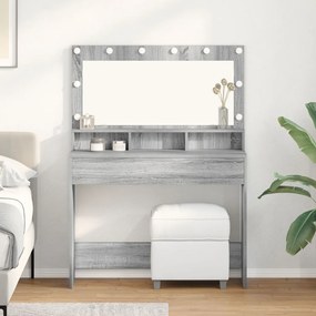 Világító sminktükör - Szürke Sonoma, 100x41x135 cm