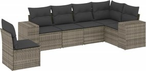vidaXL 6 részes szürke polyrattan kerti ülőgarnitúra párnákkal