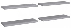 4 db szürke MDF lebegő fali polc 80 x 23,5 x 3,8 cm