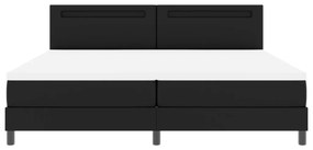 fekete boxspring ágy matraccal, 200 x 200 cm, műbőr