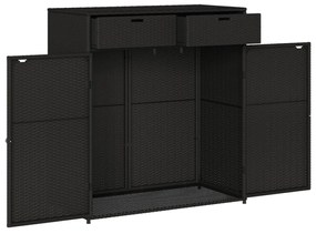 fekete polyrattan kerti tárolószekrény 105 x 55 x 113 cm