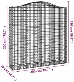 4 db íves horganyzott vas gabion kosár 200x50x200/220 cm