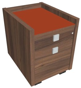 Verno mobil konténer 47 x 60 cm üveggel, 2 fiók, dió / narancs