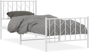 vidaXL fehér fém ágykeret fej- és lábtámlával 90 x 200 cm