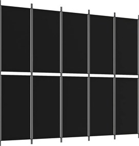 vidaXL 5 paneles fekete szövet térelválasztó 250x220 cm
