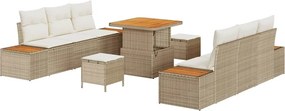 vidaXL Kerti Kanapé Szett 9 pcs Bézs polirattan