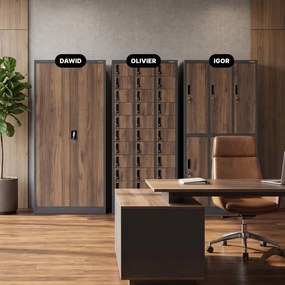 Többfunkciós fém szekrény, antracit / dió, 900x1850x450 mm: DAWID Eco Design