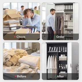 Zárható takarítószekrény antracit-fehér DAWID 900 x 1850 x 450 mm