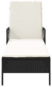 napozóágy Fekete és krém szín PE Rattan 157 x 55 x 92 cm