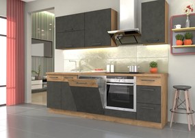 Mosogató szekrény, szürke matt/tölgy lancelot, VEGA 80 ZL 2F BB