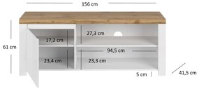 TV asztal Vina (fényes fehér + wotan tölgy). 1053353
