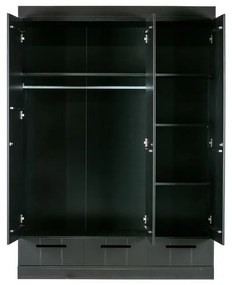 Connect fekete borovi fenyő ruhásszekrény borovi fenyő konstrukcióval, szélesség 140 cm - WOOOD