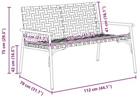 Kerti Pad Fekete 113x79x75 cm Poli Rattan