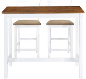 vidaXL 3-részes barna-fehér tömör fa bárasztal és szék garnitúra