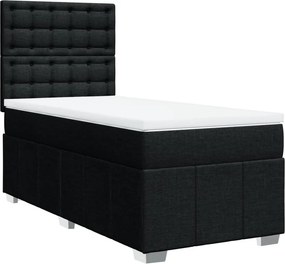 vidaXL fekete szövet rugós ágy matraccal 80 x 200 cm