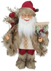 Krémszínű-bordó Santa Claus dekoráció 40cm