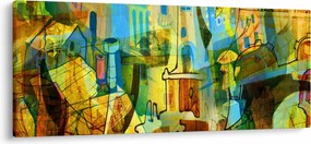 Kép - Építészet, kubista absztrakció (120x50 cm)