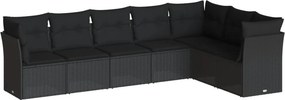 vidaXL 7 részes fekete polyrattan kerti ülőgarnitúra párnával