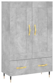 betonszürke szerelt fa magasszekrény 69,5 x 31 x 115 cm