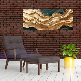 Kép - Zöld absztrakció arannyal II. (120x50 cm)