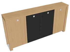 Verno+ S közepes gardrób 260 x 46 x 130 cm, kombinált ajtó, világos tölgy / fekete