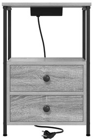 vidaXL Éjjeliszekrény fiókkal Szürke Sonoma 40 x 31 x 60 cm Faanyag