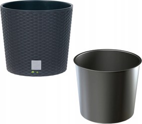 Kerek rattan kaspó 20x20x19cm antracit