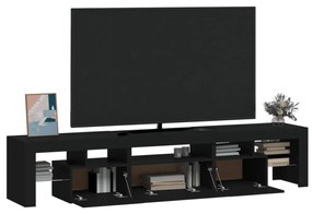 fekete TV-szekrény LED-világítással 200x36,5x40 cm