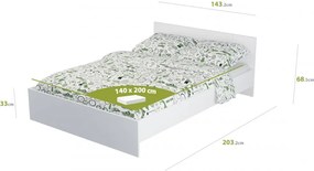 Pietro II NEW Kétszemélyes ágykeret 140x200, ágyráccsal Fehér