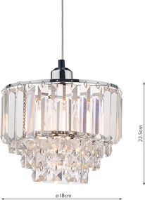 LAURA ASHLEY 3727732-Q VIENNA Kristály Függesztett Lámpa Fehér, Csiszolt Króm E27 IP20