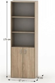 Irodai szekrény zárral, tölgy sonoma, TEMPO ASISTENT NEW 002