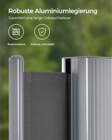 Oldalsó terasznapellenző, belátásgátló, szürke, 280 g/m² 200 x 350 cm