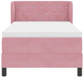 Boxspring Ágy Matrac Stílusban Rózsaszín 90x190 cm Bársony
