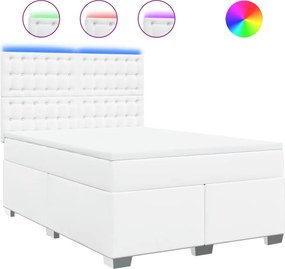vidaXL fehér műbőr rugós ágy matraccal 160 x 200 cm