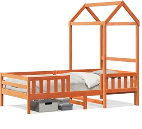 vidaXL viaszbarna tömör fenyőfa ágykeret tetővel 90 x 200 cm
