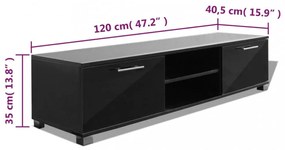 magasfényű fekete TV-szekrény 120 x 40,5 x 35 cm