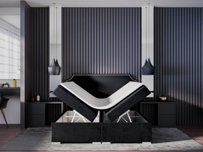 Franciaágy Boxspring 140 cm Lupin (fekete) (matraccal és tárolóhellyel). Akció -17%. 1043410