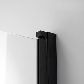 Stuxi Ravenna Black 100x140 összecsukható 2 szárnyú kádparaván 6 mm vastag vízlepergető biztonsági üveggel, fekete elemekkel