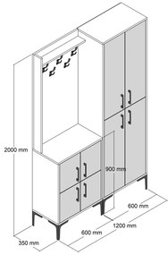 Előszobafal Berlin BA - Diós, Fehér Marble