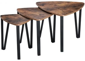 Rusztikus barna kis asztal 3 darabos készlet