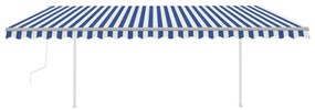kék/fehér automata szélérzékelős és LED-es napellenző 5 x 3,5 m