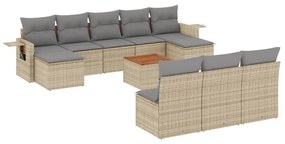 11részes vegyes bézs polyrattan kerti ülőgarnitúra párnákkal