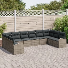 10 darabos Kert Kanapé Szett Párnákkal Szürke Műrattan