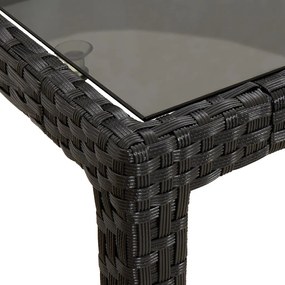 Kerti Étkezőasztal Fekete 190x90x75 cm Polirattan