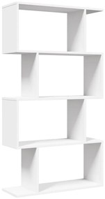 4 szintes fehér szerelt fa elválasztó könyvespolc 70x24x129 cm