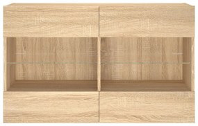sonoma tölgy színű fali TV-szekrény LED-del 98,5x30x60,5 cm